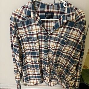 Lucky Brand Men's Plaid Shirt - Blue and Brown
